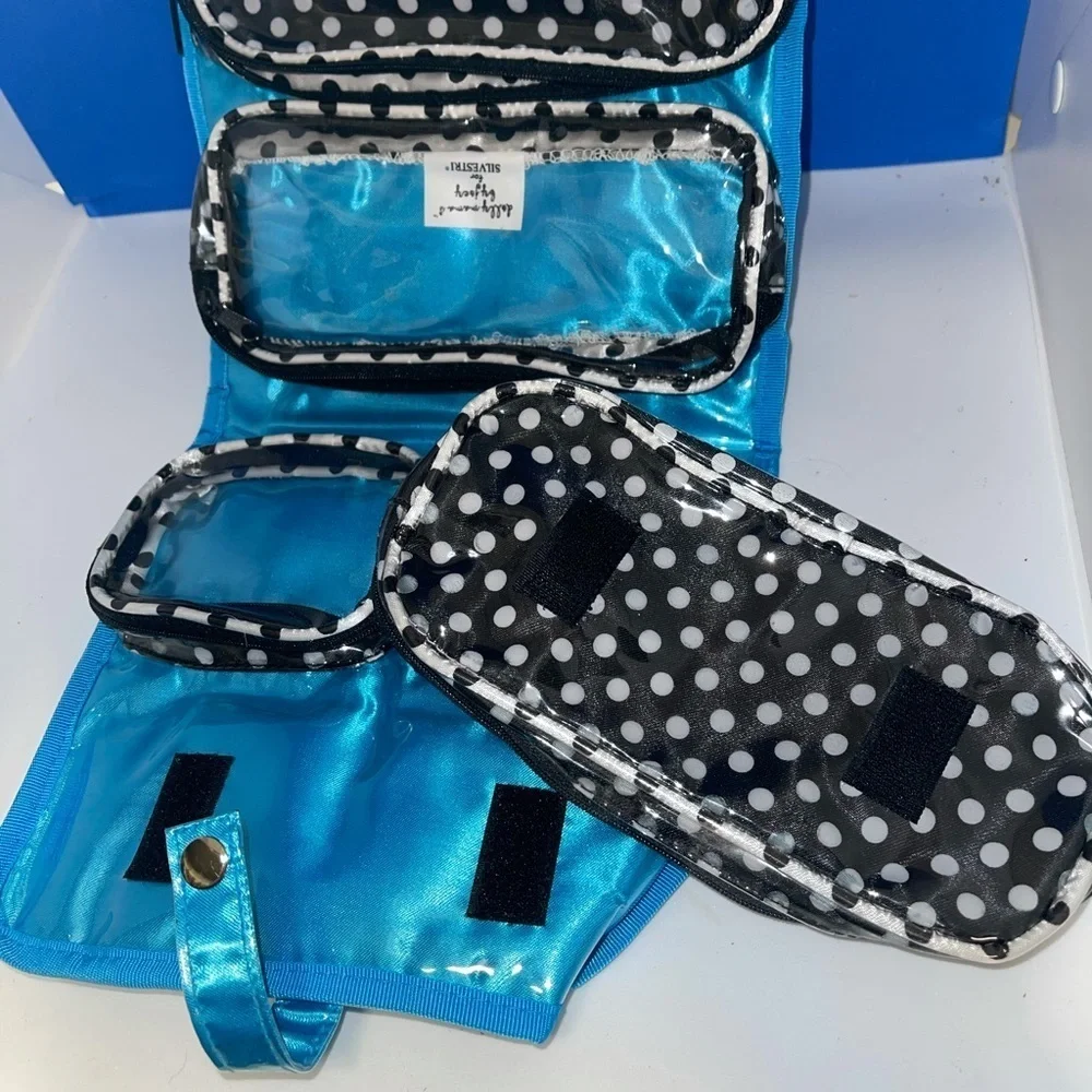 Dolly Mama Blue Satin & Sequin Makeup/Jewelry Case